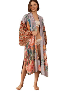 NFASHIONSO Women's Fashion Geometry Print Cover ups Tunic Kimono Cardigan Shawl