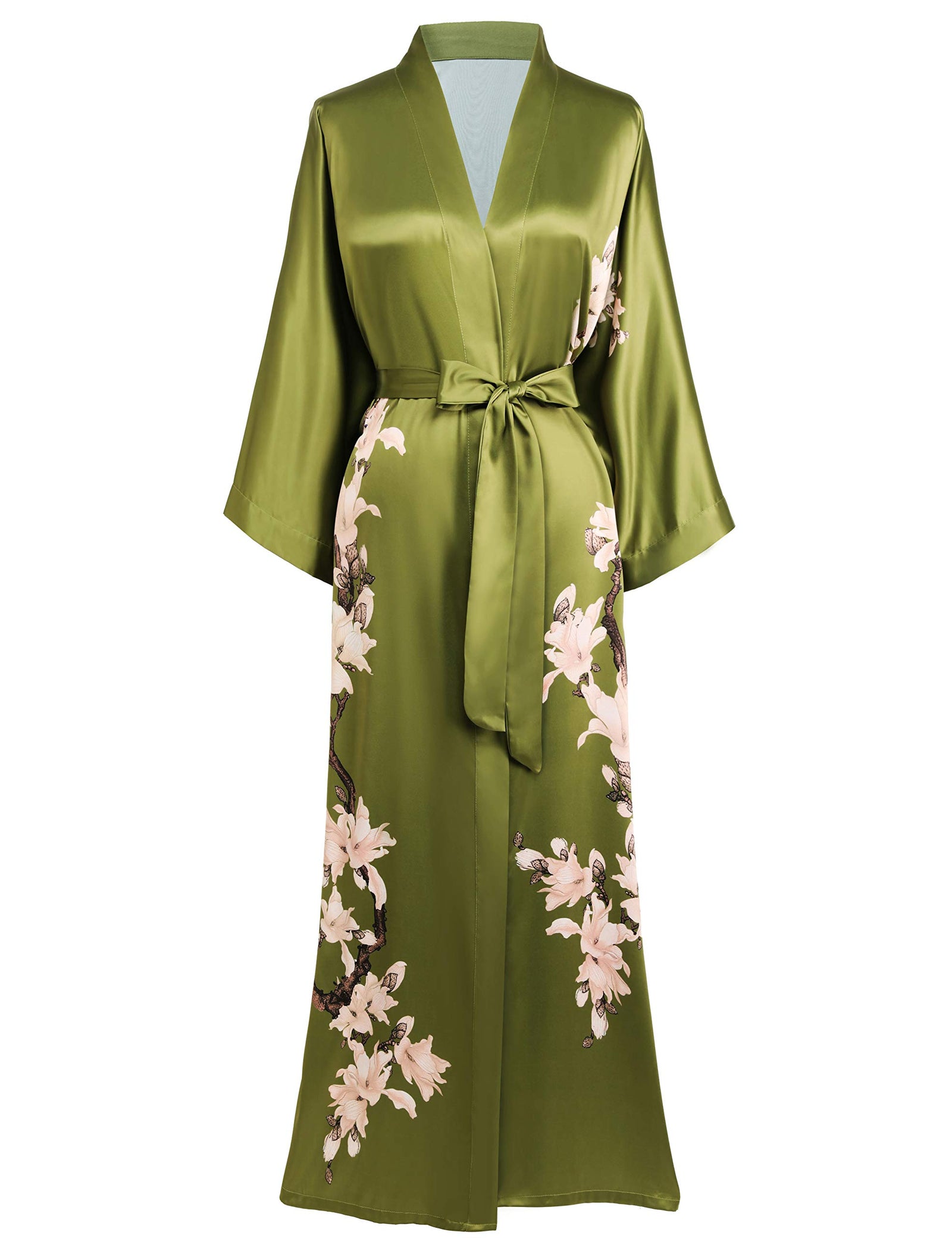 BABEYOND Kimono Robe Cover up with Box Long Floral Satin Sleepwear Silky Bathrobe Bachelorette Robe