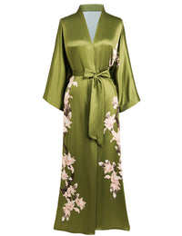 BABEYOND Kimono Robe Cover up with Box Long Floral Satin Sleepwear Silky Bathrobe Bachelorette Robe