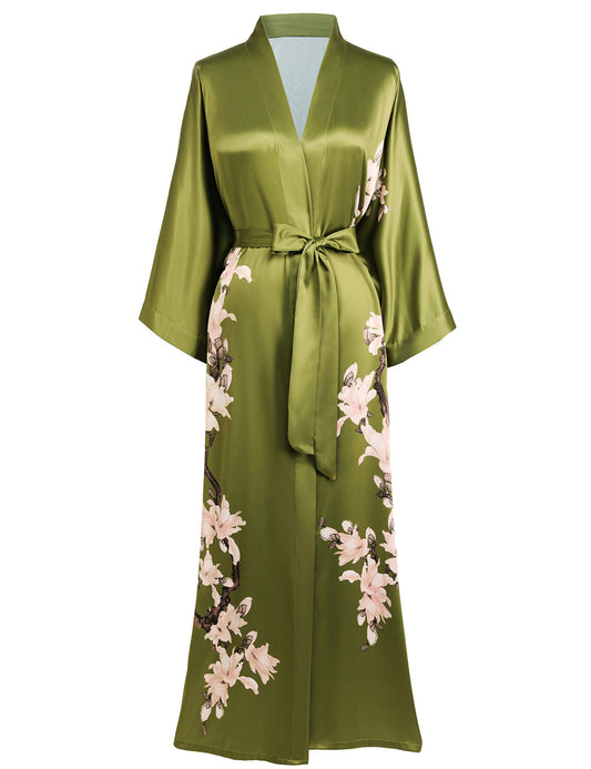 BABEYOND Kimono Robe Cover up with Box Long Floral Satin Sleepwear Silky Bathrobe Bachelorette Robe