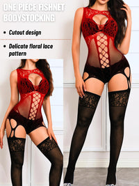 EHSUYAB Women Body Stockings Sexy, Exotic Dancer Fishnets Lingerie Glow Party, Fishnet Bodysuit Rave Outfits Club Plus Size Gradient Red Black