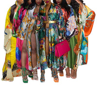 cu4eve Summer Cardigan For Women Lightweight Satin Open Front Long Kimono Swimsuit Cover Ups Silk Robe Plus Size