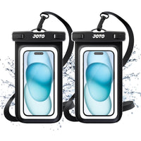 JOTO 2 Pack Universal Waterproof Phone Case for iPhone 17 Air 16 15 14 13 12 11 Plus Pro Max, IPX8 Cellphone Dry Bag XR X SE, Galaxy S23 S22 S21 S20+ S20 S10 Plus Note, Pixel up to 7" -Black