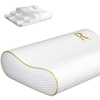Royal Therapy Memory Foam Pillow, Queen Neck Pain Relief, Contour Cervical Pillow, for Neck and Shoulder Pain, Side, Back and Stomach Sleeper, 24x14x5 inches