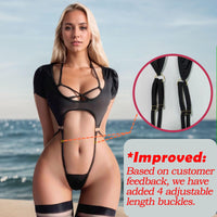 QUSSI lingerie for women sexy slutty，lingerie sets for women sexy naughty, Pure Desire Foreplaying Lingerie Costume for Women-Suitable for slim females(Black)