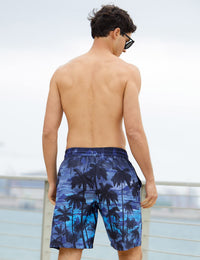 TUONROAD Mens Swim Trunks 9" Quick-Dry Swimming Shorts for Men 3D Floral Printed Palm Tree Long Bathing Suits Male Summer UPF 50+ Swimwear with Pockets Youth Running Competitive Swimsuits XXL