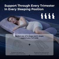 Momcozy Pregnancy Pillows for Sleeping, U Shaped Full Body Maternity Pillow with Removable Cover - Support for Back, Legs, Belly, HIPS for Pregnant Women, 57 Inch Pregnancy Pillow for Women, Grey