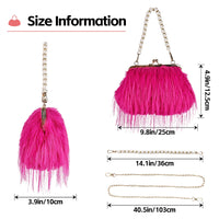 FeelfunFeather Women Clutch Purses,Fluffy Feather Evening Handbags for Wedding Party Banquet Prom Crossbody Bag with Detachable Chain(Hot Pink)
