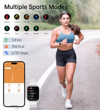 Smart Watch for Women Men (Answer/Make Call), Fitness Tracker, 1.83" HD Screen with 24-Hour Heart Rate/Sleep Monitor, IP68 Waterproof, 130+ Sports Modes, Smartwatch for Android iOS, White