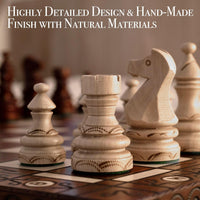 Wegiel Imperator 21-Inch Luxury Wooden Chess Set for Adults and Kids - Handcrafted from Premium Beech and Birch Wood - Unique Folding Design with Chess Piece Storage, Brown,Imperator - Brown