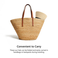 DRESHOW Women Straw Sun Hat Short Brim Panama Travel Fedora Summer Hat Roll Up Beach Cap for Women UPF 50+
