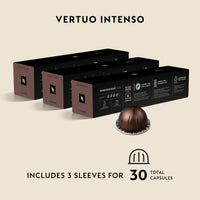 Nespresso Capsules Vertuo, Intenso, Dark Roast Coffee, 30-Count Coffee Pods, Brews 7.8oz.