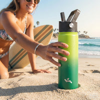 Konokyo 22oz Stainless Steel Bottles with 3 Lids Sport Insulated Water Bottle,Marble Blossom