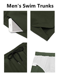 COOFANDY Men's Swim Trunks Quick Dry Board Shorts Swimsuit Swimwear Bathing Suit Army Green