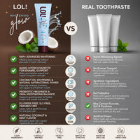 LOL Whitening Toothpaste Sensitive Teeth – Fluoride Free, Pap + Nano Hydroxyapatite Toothpaste, Coconut Oil, Probiotics & Xylitol, Natural Coconut Flavor