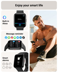 Tensky Smart Watch for Men/Women Android/iPhone/Samsung, Alexa Built-in, 1.8" Touch Screen Fitness Tracker with Answer/Make Calls, 3ATM Waterproof Heart Rate/Sleep/SpO2 Monitor, 120+ Sport Modes