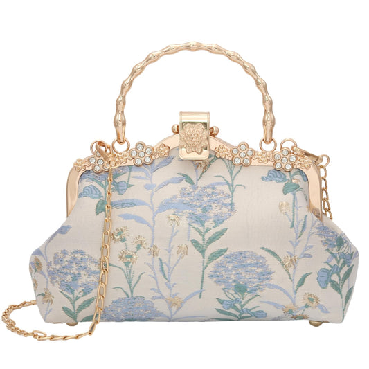 YeBon Retro Shoulder Chain Messenger Clutch Chinese Style Embroidered Jacquard Women's Evening Bags