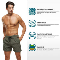 Tyhengta Men's Stretch Swim Trunks Quick Dry Beach Shorts with Zipper Pockets and Mesh Lining ArmyGreen 32