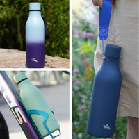 Konokyo Insulated Water Bottle with Strap,18 oz Double Wall Stainless Steel Vacuum Bottles Metal Water Flask,Candy Blue