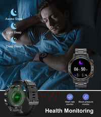 SUNKTA Military Smart Watch for Men(Answer/Dial Calls),100 Sports Modes, 5ATM Waterproof Fitness Watch with Heart Rate/SpO2/Blood Pressure for Android and iOS,1.39''HD DIY Screen Smartwatch Black