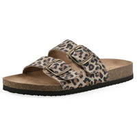 WHITE MOUNTAIN Women's Helga Footbed Sandal, Natural/Exotic/Leather, 9 M