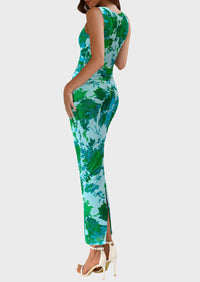 PRETTYGARDEN Womens Summer Wedding Guest Maxi Dress 2026 Spring Formal Floral Mesh Sleeveless Bodycon Vacation Long Dresses(Green Floral,X-Large)