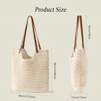 Sightor Crochet Beach Bag, Woven Tote Bag Summer Boho Bag Travel Casual Shoulder Bag for Summer Vacation (Beige)