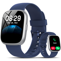 Smart Watch with Alexa Built-in, 1.83" HD Touchscreen Fitness Tracker with Bluetooth Calling, Fitness Watch with Heart Rate/Sleep Monitor/120+ Sports, IP68 Waterproof Smartwatch for Android iOS, Blue