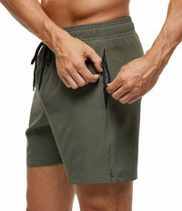 Tyhengta Men's Stretch Swim Trunks Quick Dry Beach Shorts with Zipper Pockets and Mesh Lining ArmyGreen 32