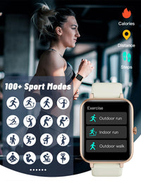 GRV Smart Watches for Women Men (Answer/Make Calls), 1.8" Smartwatch for iOS/Android Phones Fitness Tracker with 100+ Sports Modes Heart Rate/Sleep Monitor Pedometer IP68 Waterproof (Milky White)