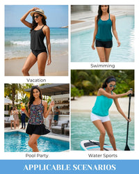 Yonique Blouson Tankini Tops for Women Swimwear Top Only Modest Tankini Tops Loose Fit Swim Tops No Bottom Black 01 XL