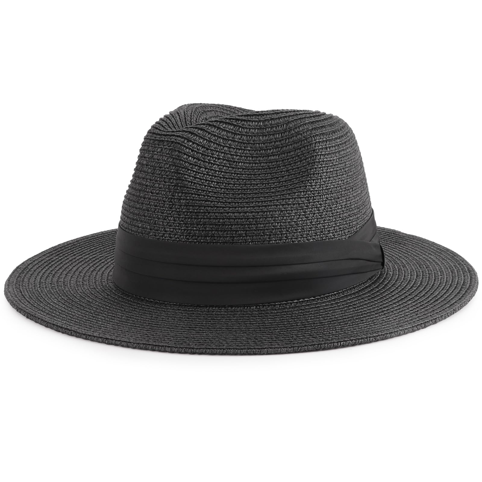 DRESHOW Womens Mens Summer Beach Sun Hat Wide Brim Straw Fedora Hat Roll up Cap Fishing Hats Panama Hats UPF 50+