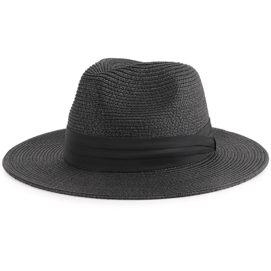 DRESHOW Womens Mens Summer Beach Sun Hat Wide Brim Straw Fedora Hat Roll up Cap Fishing Hats Panama Hats UPF 50+