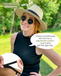 FURTALK Womens Mens Wide Brim Straw Panama Hat Fedora Summer Beach Sun Hat