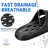 Aoowoll Shower Shoes for Men and Women,Non-Slip Slippers Quick Dry Bath Slides with Drainage Holes,EVA Lightweight Sandals for Bathroom, Pool, Gym, Dorm, Sauna, Indoor Outdoor Use Wide Fit(Balck 44)