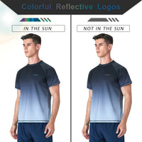 Mens Swim Shirts UPF 50+ Sun Protection Quick Dry SPF Rash Guard Outdoor Beach Fishing T Shirts(Short Sleeve GradientBlack,XL)