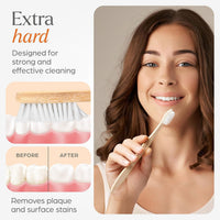 VIVAGO Extra Hard Toothbrushes for Adults - 10 Pack - BPA Free Hard Bristle Toothbrush - Extra Firm Bamboo Toothbrushes