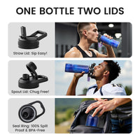 RAYMYLO Insulated Water Bottle 40 oz, Triple Wall Vacuum Stainless Steel (Cold for 36Hrs, Hot for 18Hrs), Leak Proof & Non-BPA, Modern Water Flask Jug with Paracord Handle & Straw Spout Lids