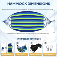 ANYOO Cotton Hammock Portable Camping Hammocks for Hanging Sturdy Garden Comfortable Fabric Hammock with Tree Straps Up to 660lbs with Travel Bag for Camping Outdoor/Indoor Patio Backyard