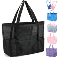 Fammart Extra Large Mesh Beach Bag for Women, Top Zipper Closure Pool Tote, SandProof Cruise Essentials 2026 Family Travel