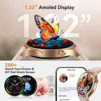 Smart Watch for Women, Answer/Make Call, 1.32'' AMOLED Ultra-Clear Screen Fitness Tracker with Heart Rate/Sleep/SpO2 Monitor, Smartwatch for iPhone/Samsung/Android, 110+ Sport Modes, 3ATM Waterproof