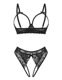 Avidlove Women's Exotic Lingerie Sets Naughty 2 Pieces Bra Panty Set Sexy Cutout Lace Lingerie Black Large
