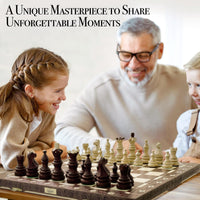 Wegiel Imperator 21-Inch Luxury Wooden Chess Set for Adults and Kids - Handcrafted from Premium Beech and Birch Wood - Unique Folding Design with Chess Piece Storage, Brown,Imperator - Brown