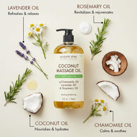 MAJESTIC PURE Coconut Massage Oil for Massage Therapy - Refreshing, and Relaxing - Natural Oils - for All Skin Types - Men and Women - 8 fl oz
