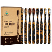 Isshah Plant-Based Cellulose Acetate Toothbrushes - 8 Pack - Tortoise
