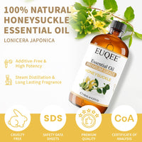 EUQEE Honeysuckle Essential Oil 118ml Pure Honeysuckle Oil Premium Essential Oil - with Glass Dropper Great for Diffuser, DIY Soap, Candle Making - 4Fl. OZ