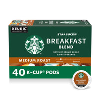 Starbucks K-Cup Coffee Pods, Breakfast Blend Medium Roast, 40 Count