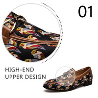 JITAI Men's Leather Shoes Pattern Printing Men's Dress Loafer Shoes Slip-on Casual Loafer Smoking Slipper, Brown/06, 11 US