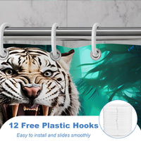 Funny Western Shower Curtains, Rustic Luxury Shower Curtains For Bathroom Set, Funky Masculine African Animal Bathroom Curtain With Hooks, Waterproof, Machine Washable Bath Curtain, 72x72 Inch, Green