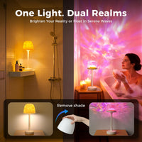 YJHAOTOU Waterproof Shower Lamp Sets with 16 Color Ocean Wave Projector, Rechargeable LED Light with Remote & Touch Control, Household lamp Sets 3 White Modes,USB-C for Bathroom, Bedroom, Spa Gifts